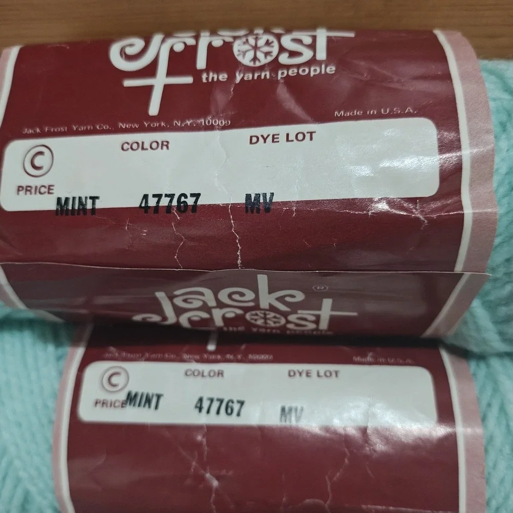 Vintage‎ Jack Frost Knitting Worsted Mint Green Yarn 100% Wintuk H3